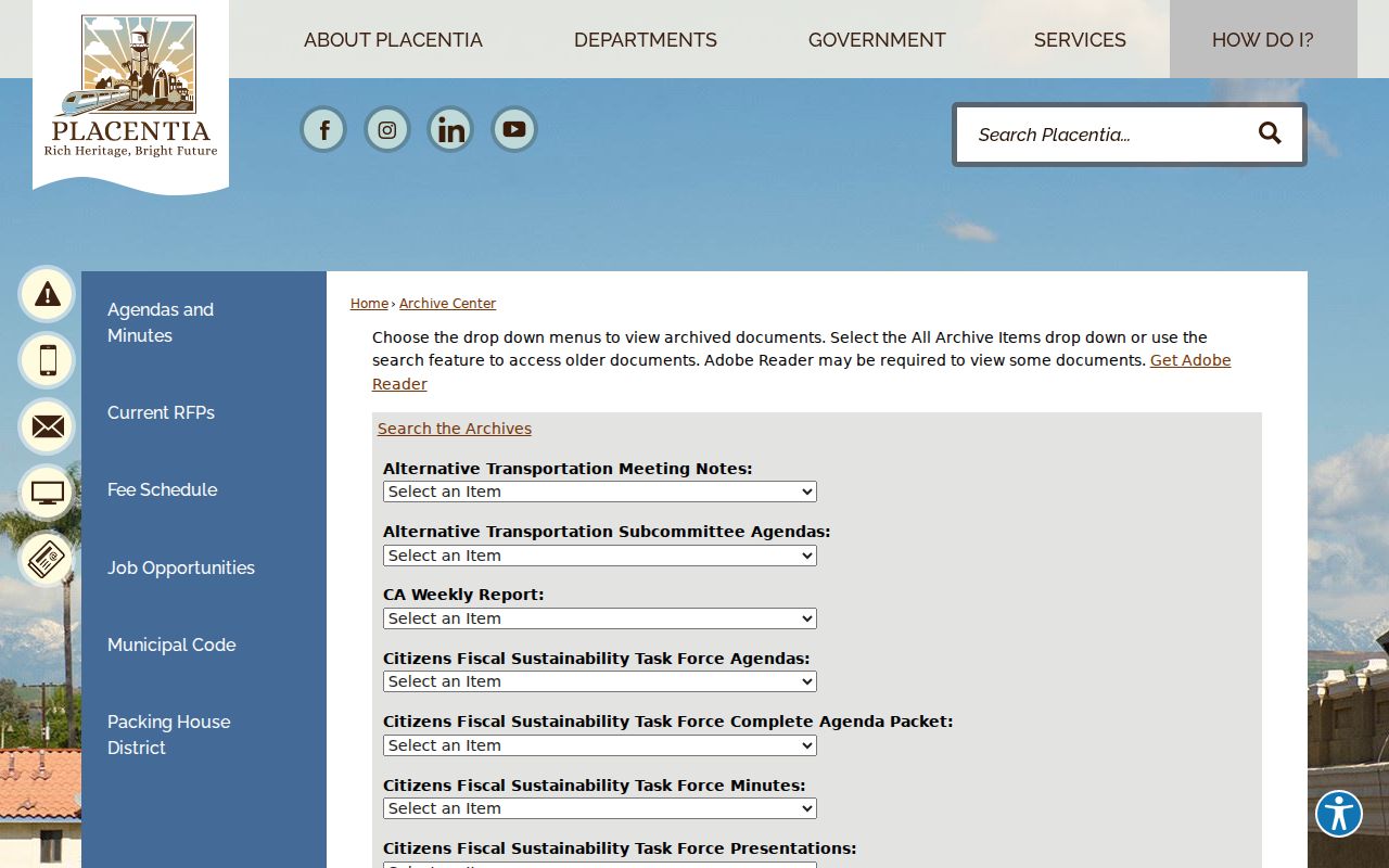 Placentia city directory municipal archive search