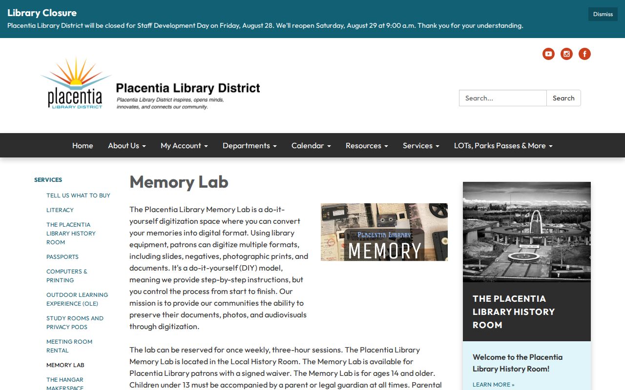 Placentia city directory Memory Lab preservation service