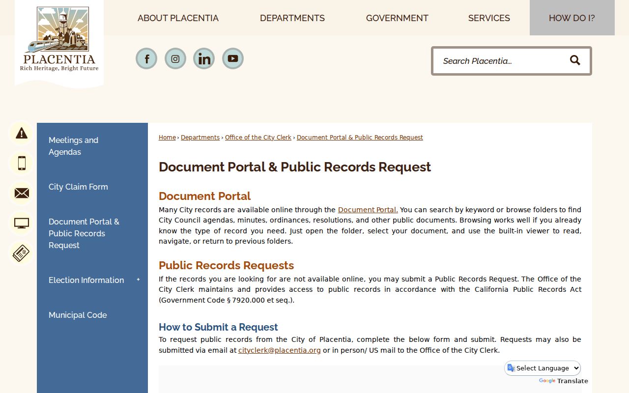 Placentia residents directory city document portal