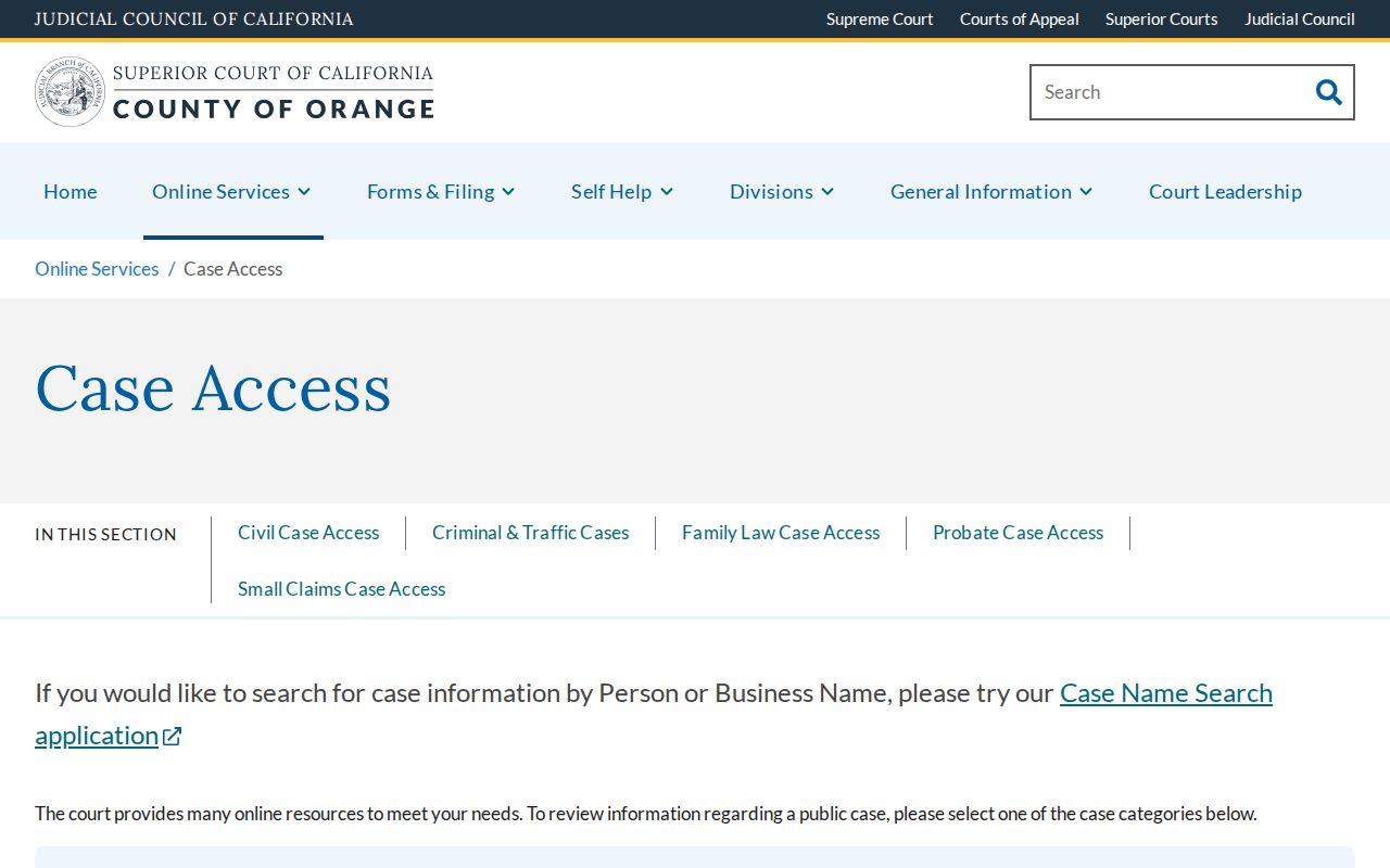 Placentia residents directory Orange County court case access