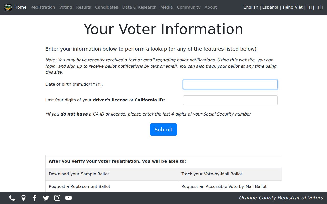 Placentia residents directory Orange County voter self lookup