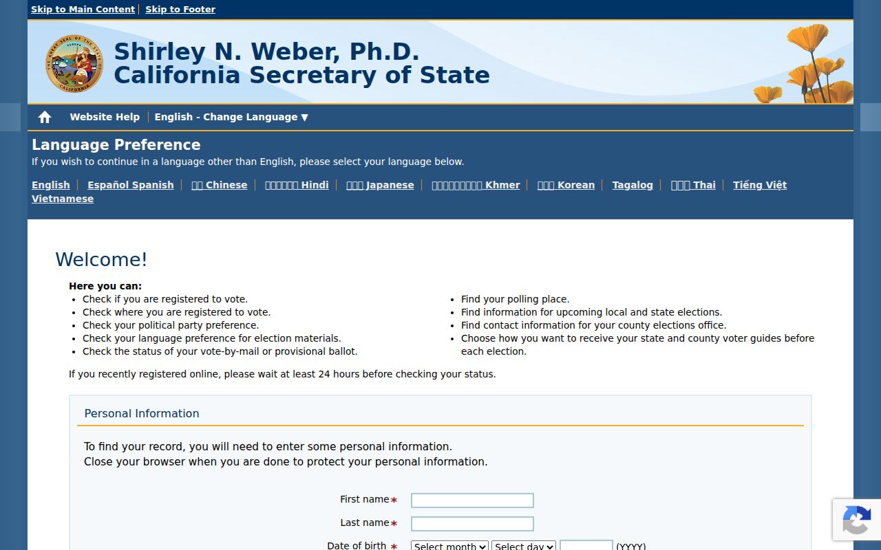Placentia neighbors California voter status lookup