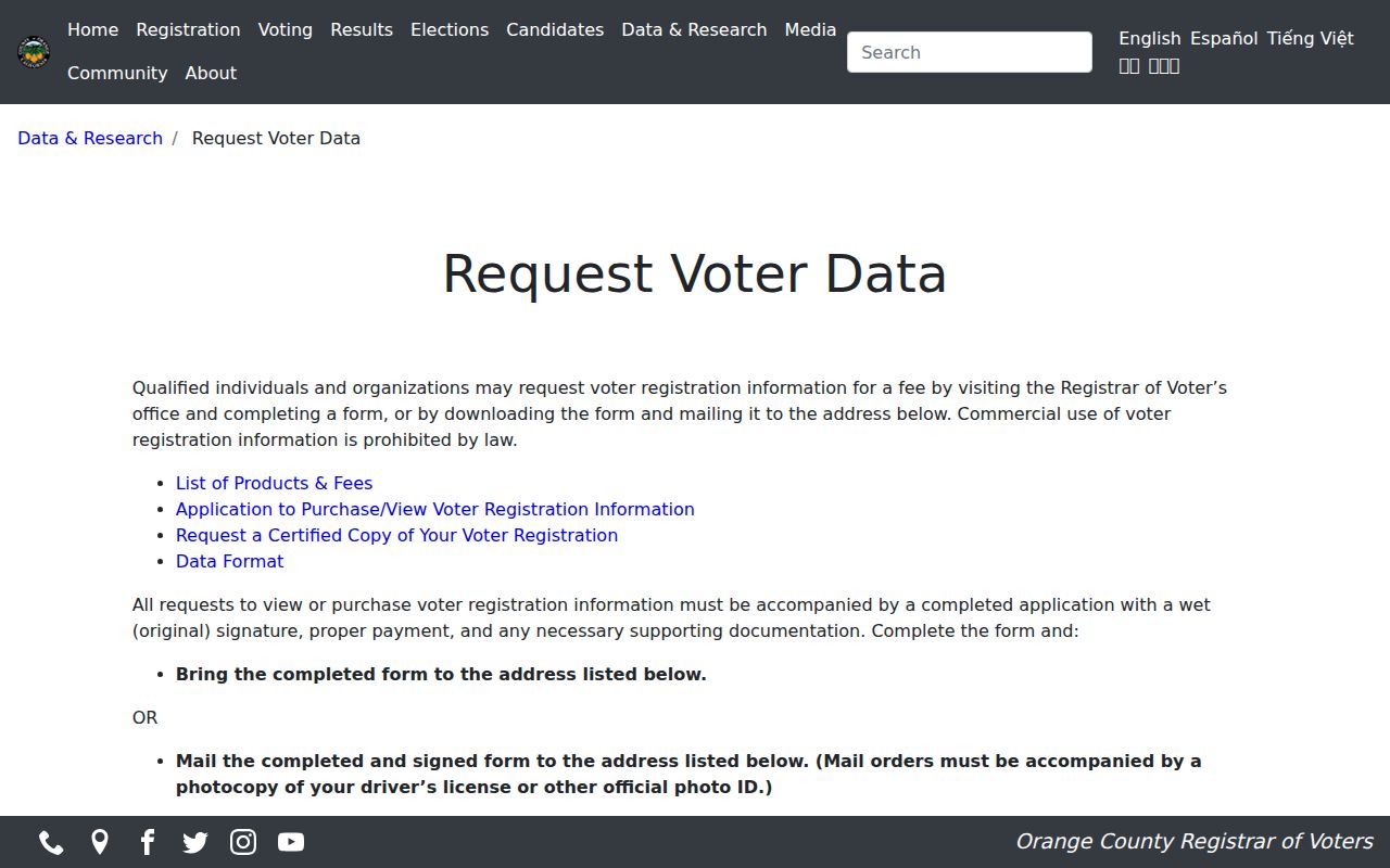 Placentia neighbors Orange County restricted voter data process