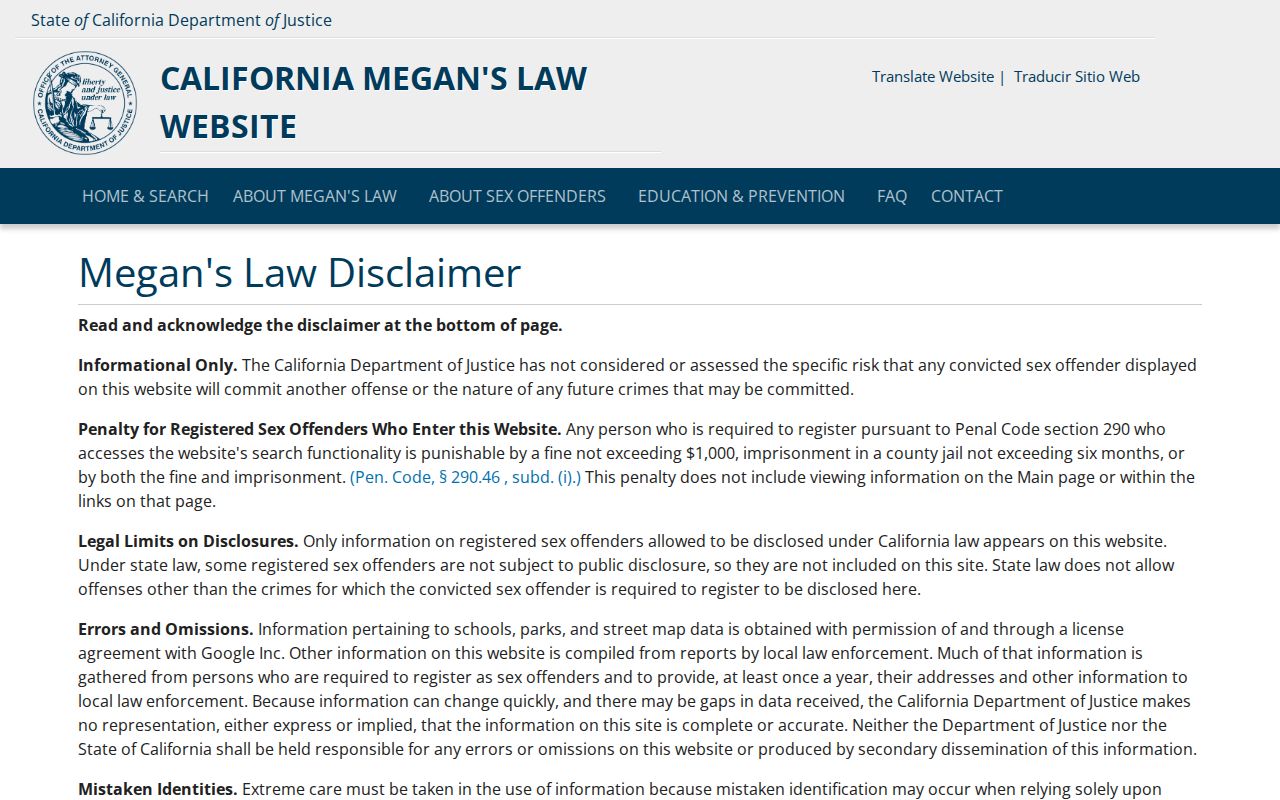 Placentia resident lookup California Megan's Law registry