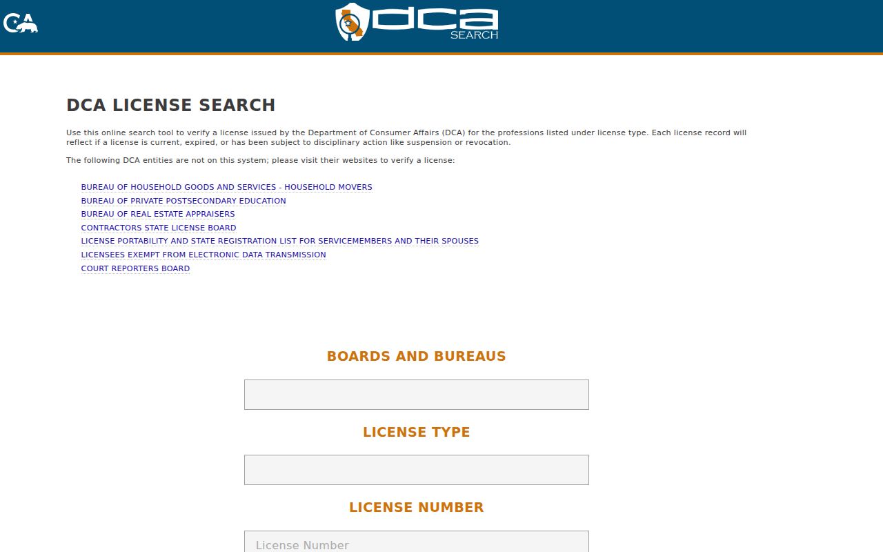 Placentia resident lookup California professional license search