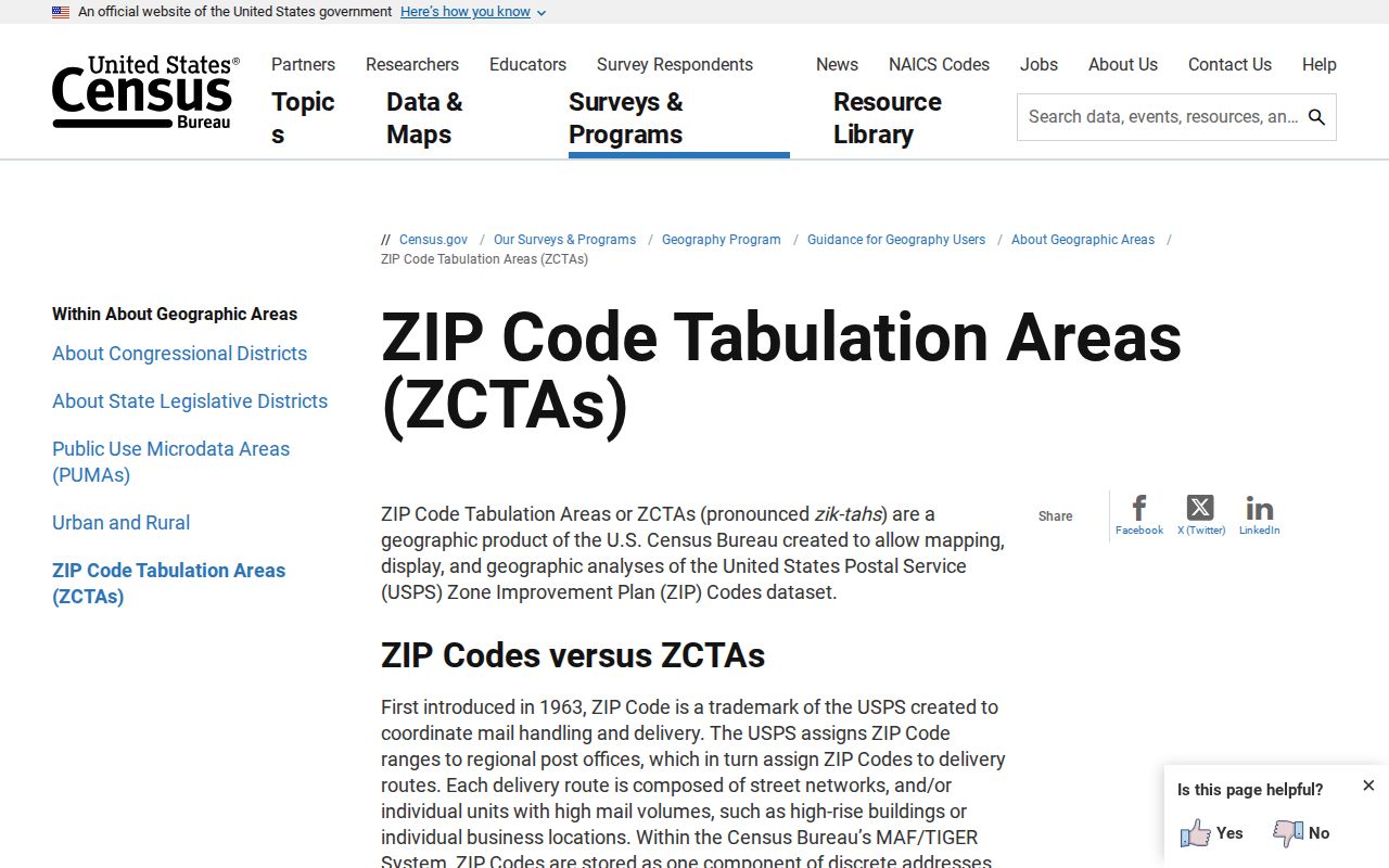 Placentia ZIP code directory Census ZCTA explanation